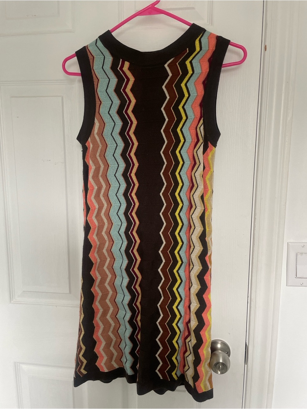 Missoni for Target Black Zigzag Knit Midi Dress with Multicolor Stripes